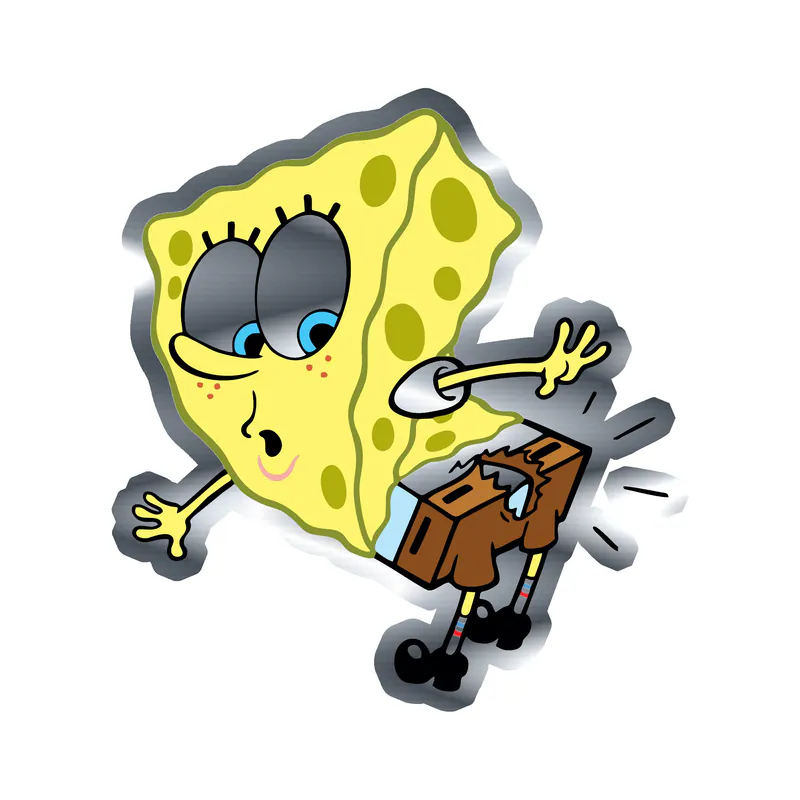 Spongebob - Silver Chrome Vinyl Decal - Custom Size