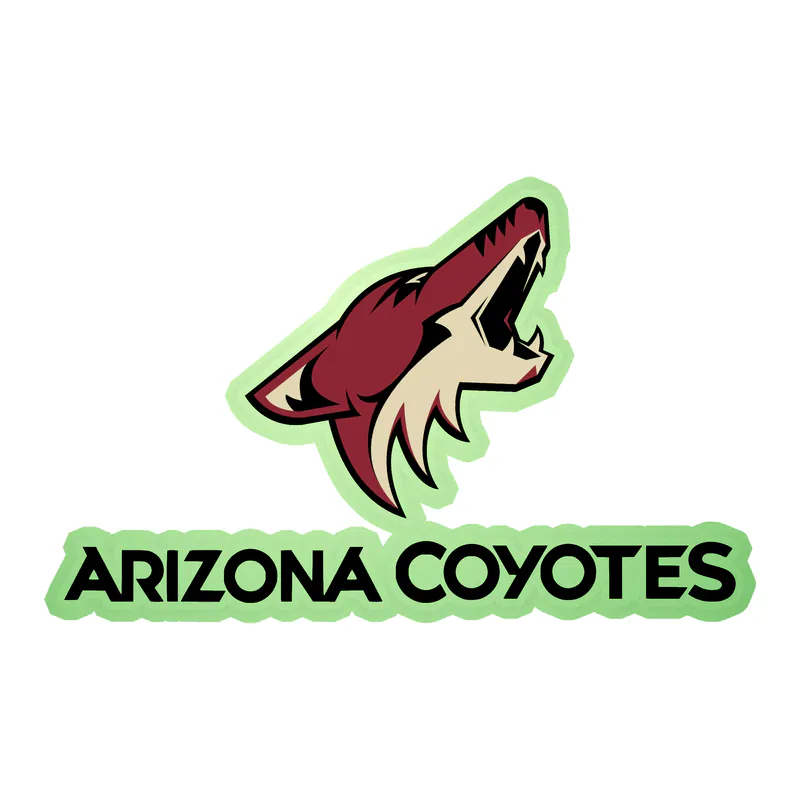 Arizona Coyotes - Coyote Head With Name Underneath - Glow in the Dark Vinyl Sticker - Custom Size