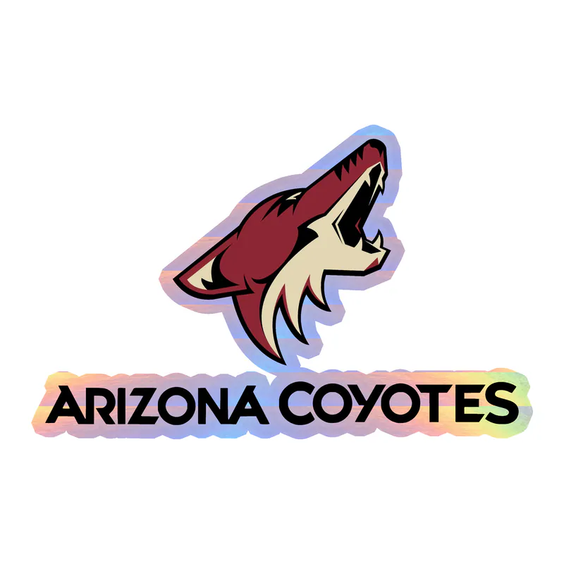 Arizona Coyotes - Coyote Head With Name Underneath - Holographic Vinyl Sticker - Custom Size