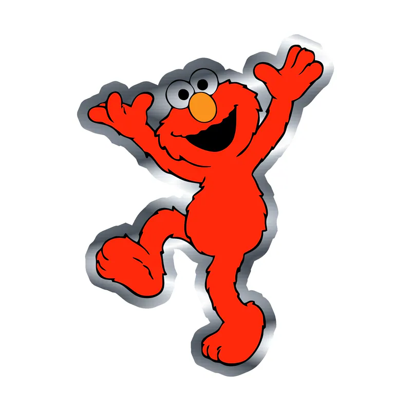Sesame Street- Elmo - Silver Chrome Vinyl Sticker - Custom Size