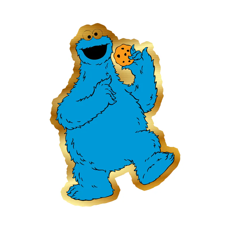 Sesame Street- Cookie Monster - Gold Chrome Vinyl Sticker - Custom Size