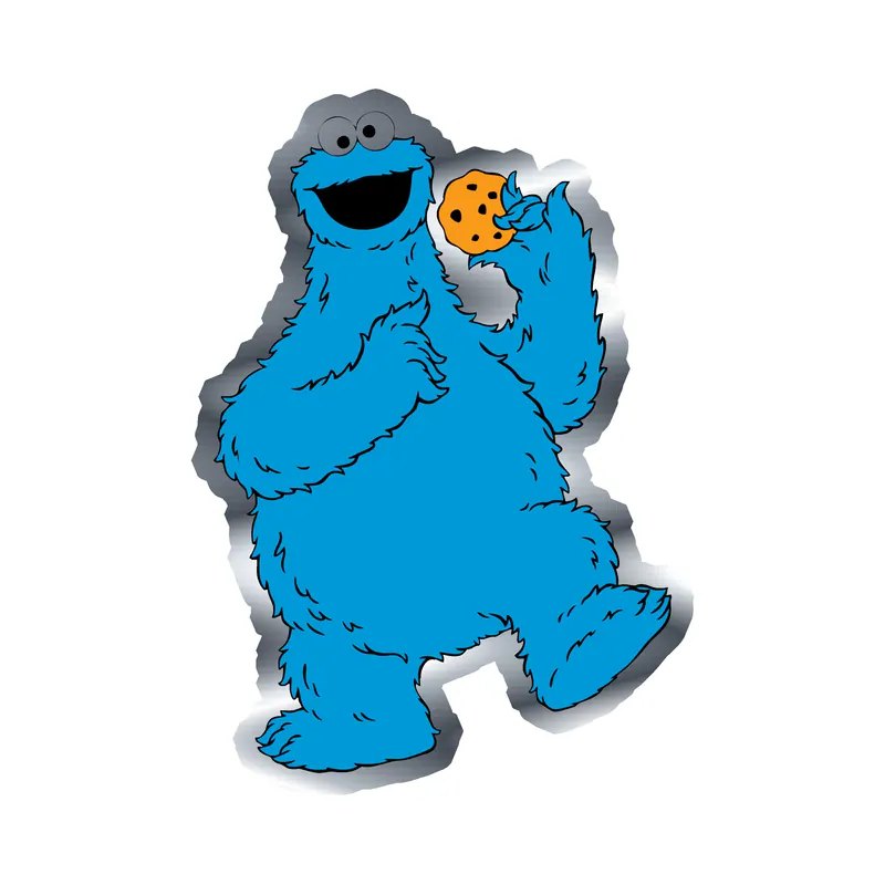 Sesame Street- Cookie Monster - Silver Chrome Vinyl Sticker - Custom Size