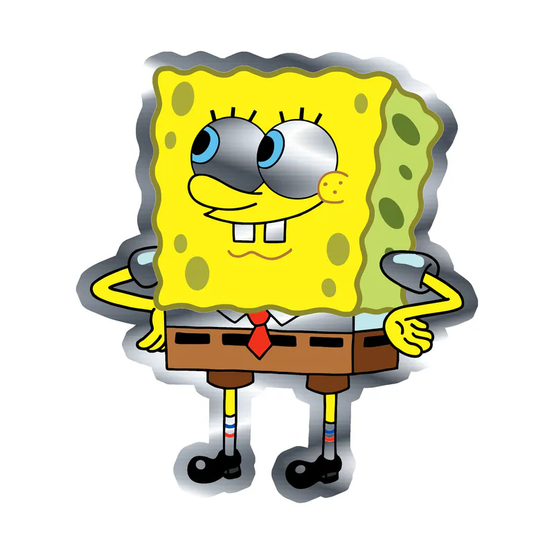 Spongebob - Silver Chrome Vinyl Decal - Custom Size