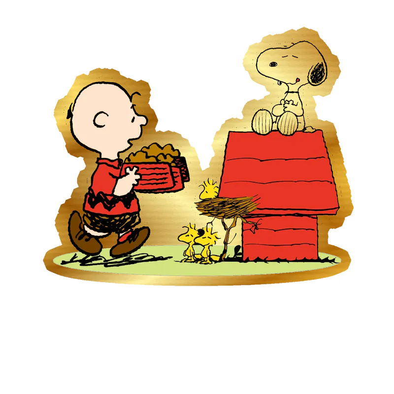 Snoopy - Charlie Brown and Woodstock Gold Chrome Vinyl Decal