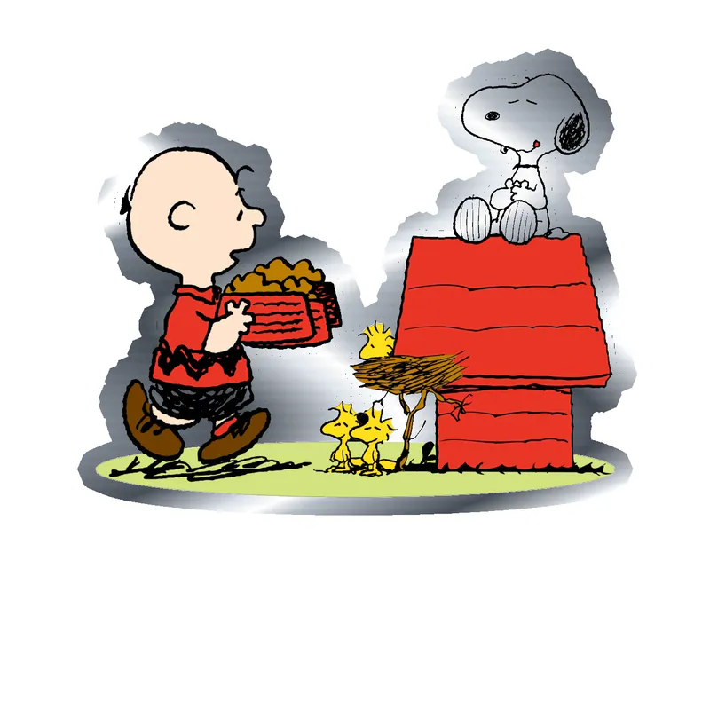 Snoopy - Charlie Brown and Woodstock Silver Chrome Vinyl Decal