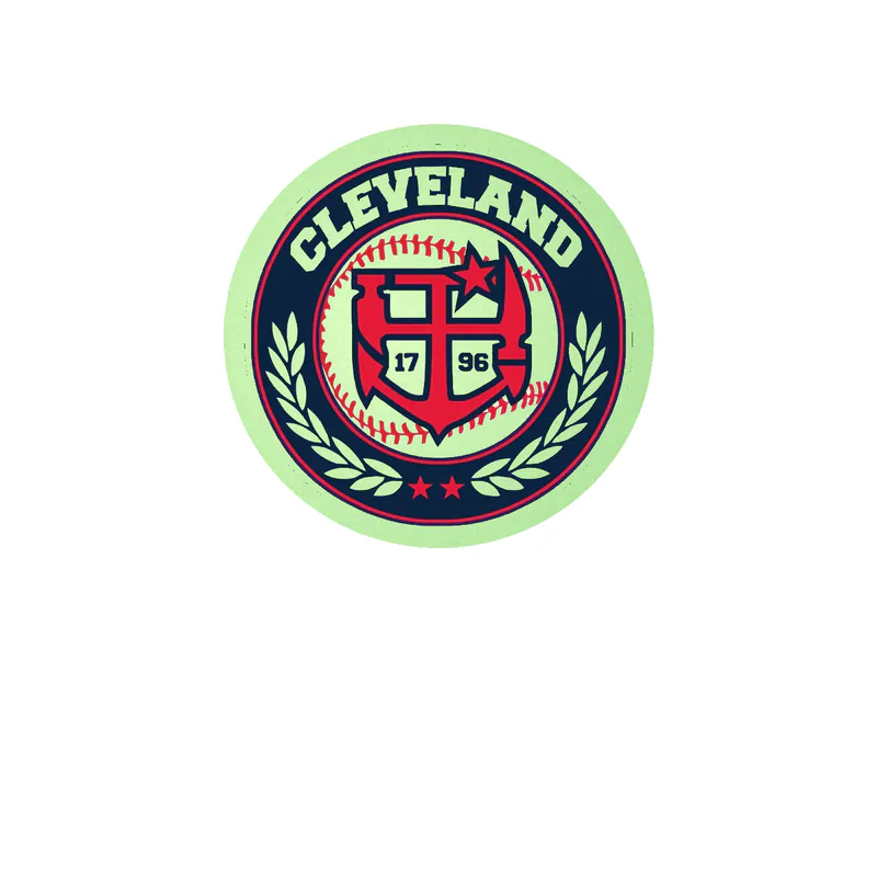 Cleveland Indians - Blue Circle With Baseball - Glow in the Dark Vinyl Sticker - Custom Size