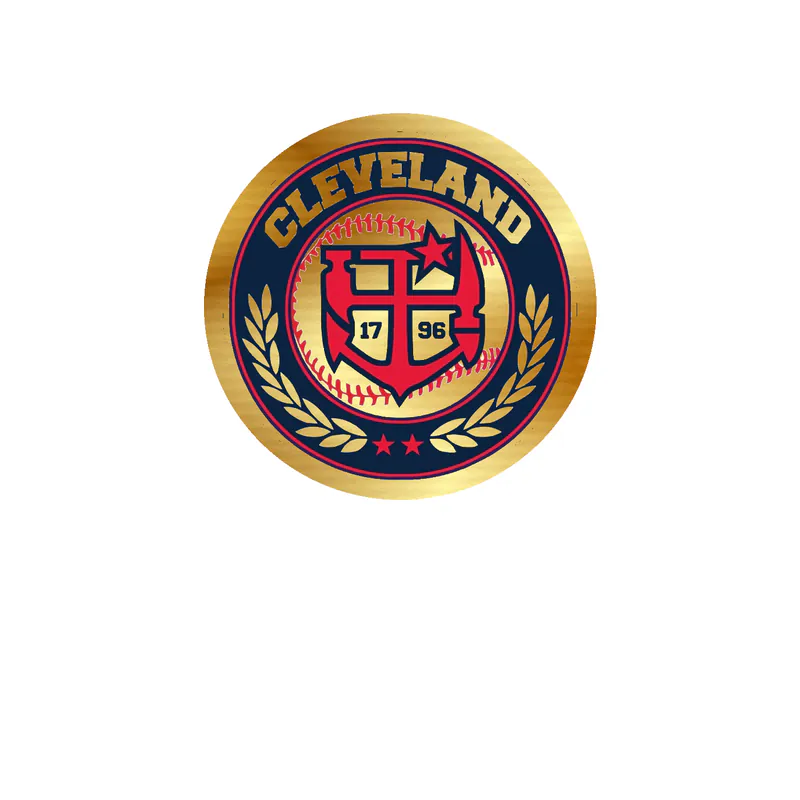 Cleveland Indians - Blue Circle With Baseball - Gold Chrome Vinyl Sticker - Custom Size