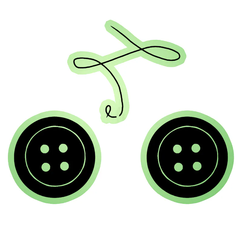 Coraline - Buttons with Needle - Glow in the Dark Vinyl Sticker - Custom Size