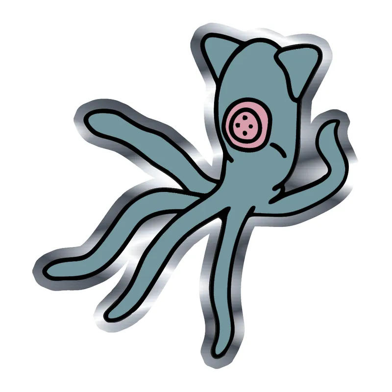 Coraline - Squid- Silver Chrome Vinyl Sticker - Custom Size