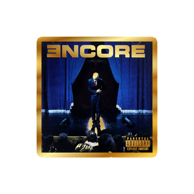 Eminem - ENCORE Album Cover - Gold Chrome Vinyl Sticker - Custom Size