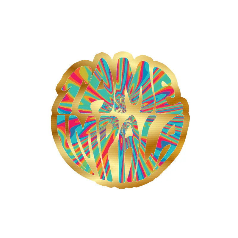 Tame Impala - Name In Circle - Gold Chrome Vinyl Sticker - Custom Size