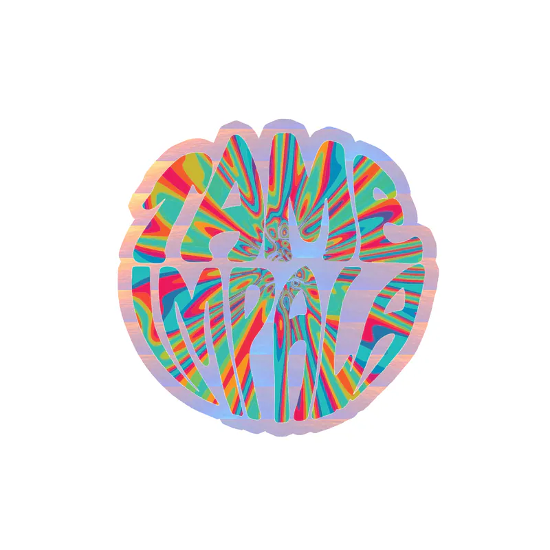 Tame Impala - Name In Circle - Holographic Vinyl Sticker - Custom Size