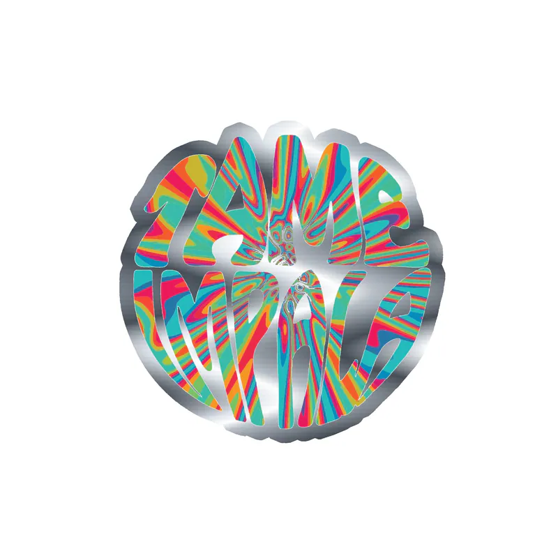 Tame Impala - Name In Circle - Silver Chrome Vinyl Sticker - Custom Size