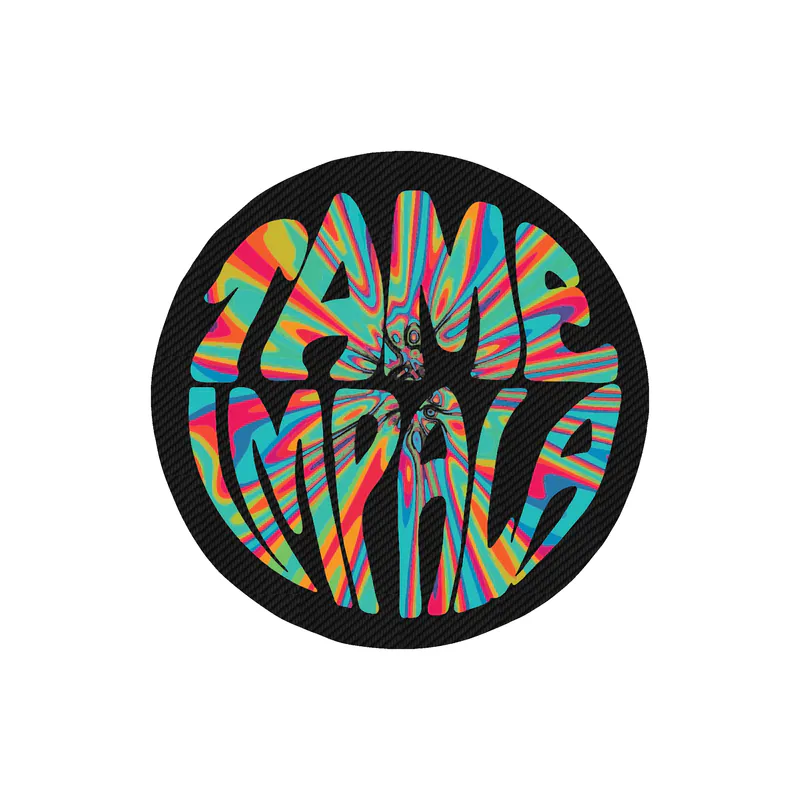 Tame Impala - Name in Circle - Black - Carbon Fiber Vinyl Sticker - Custom Size