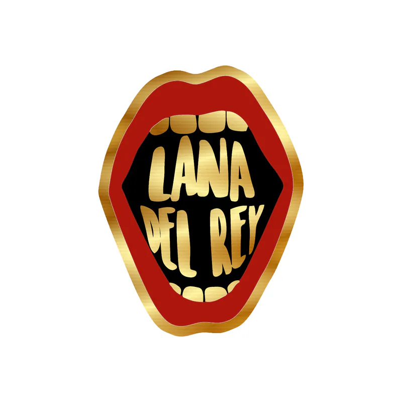 Lana Del Rey - Mouth With Name - Gold Chrome Vinyl Sticker - Custom Size
