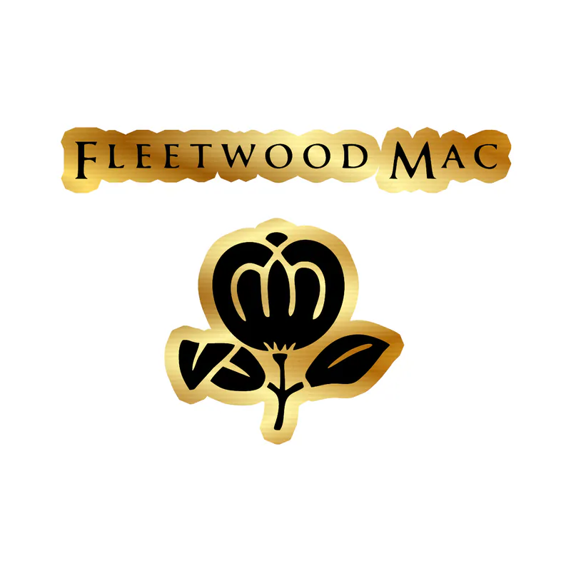 Fleetwood Mac - Name With Flower - Gold Chrome Vinyl Sticker - Custom Size