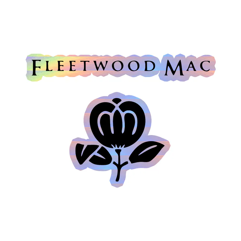 Fleetwood Mac - Name With Flower - Holographic Vinyl Sticker - Custom Size