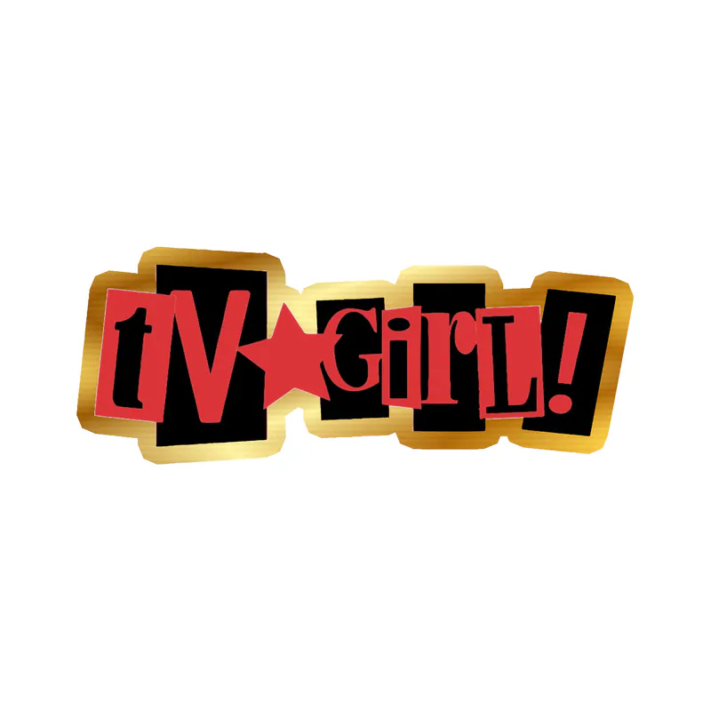 Tv Girl - Red and Black Name - Gold Chrome Vinyl Sticker - Custom Size