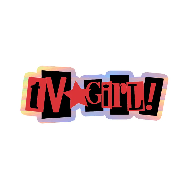 Tv Girl - Red and Black Name - Holographic Vinyl Sticker - Custom Size