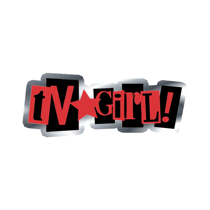 Tv Girl - Red and Black Name - Silver Chrome Vinyl Sticker - Custom Size