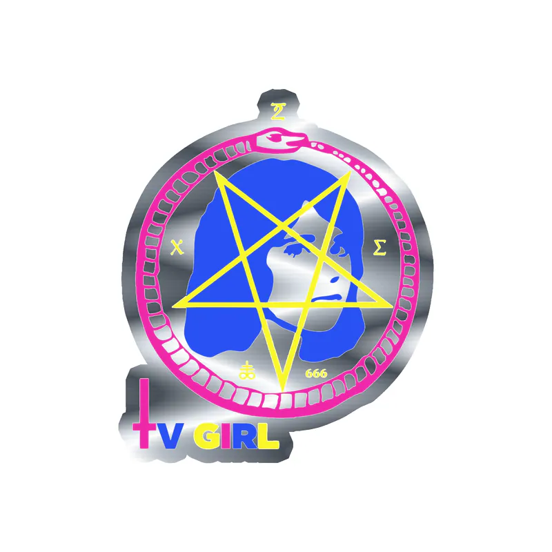 Tv Girl - Satan Girl With Name 3 - Silver Chrome Vinyl Sticker - Custom Size
