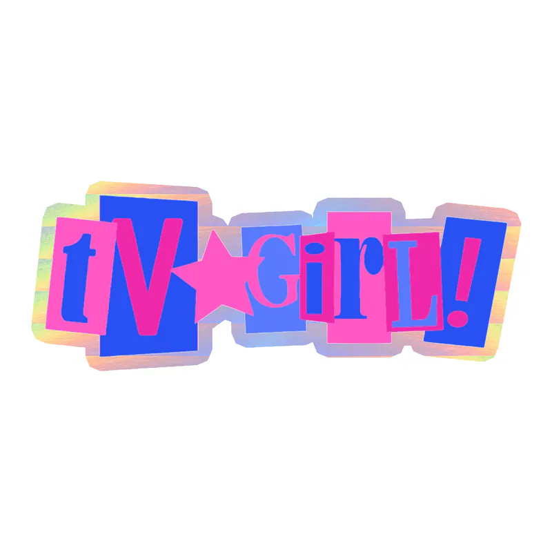 Tv Girl - Pink and Blue Name - Holographic Vinyl Sticker - Custom Size
