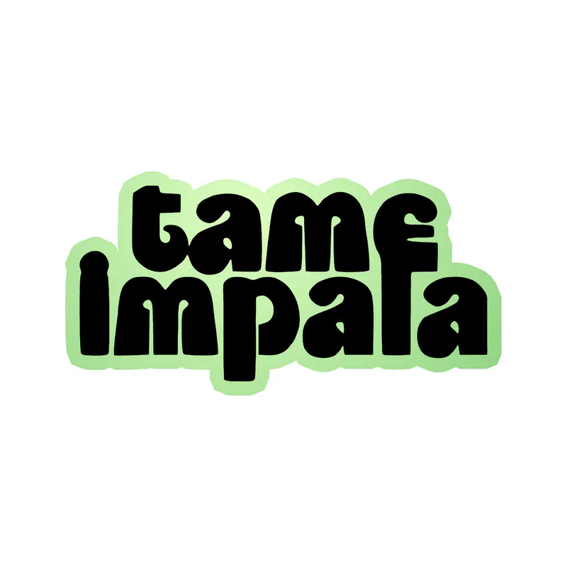 Tame Impala - Name in Black - Glow in the Dark Vinyl Sticker - Custom Size