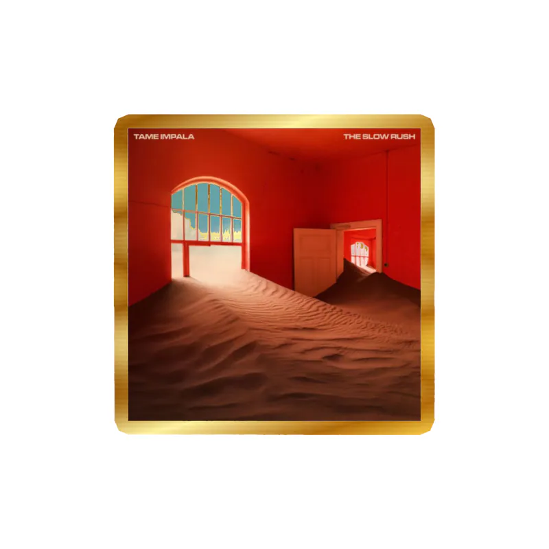 Tame Impala - The Slow Rush Album Cover - Gold Chrome Vinyl Sticker - Custom Size