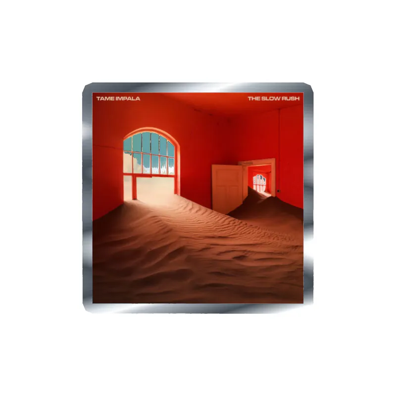 Tame Impala - The Slow Rush Album Cover - Silver Chrome Vinyl Sticker - Custom Size