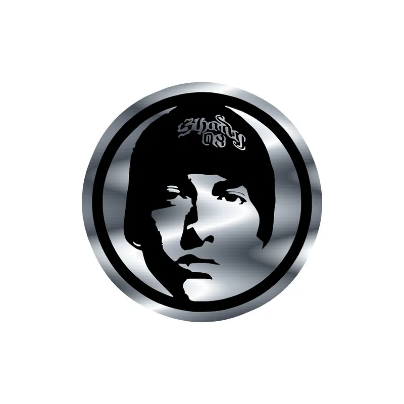 Eminem - Circle - Silver Chrome Vinyl Sticker - Custom Size