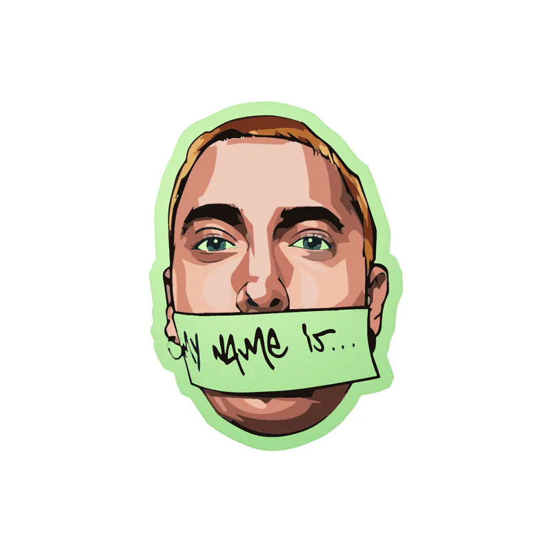 Eminem - "My Name Is" Tape Over Mouth - Glow in the Dark Vinyl Sticker - Custom Size