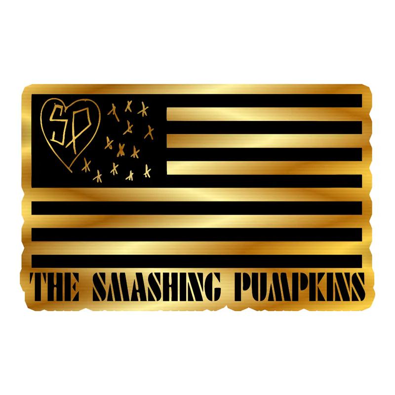 The Smashing Pumpkins - Heart - Red and White - Gold Chrome Vinyl Sticker - Custom Size