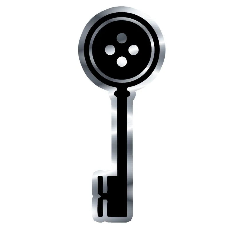 Coraline - Key - Silver Chrome Vinyl Sticker - Custom Size