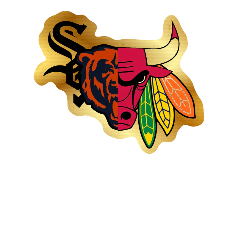 Chicago Sports Teams Mashup - Image 5 - Gold Chrome Vinyl Sticker - Custom Size