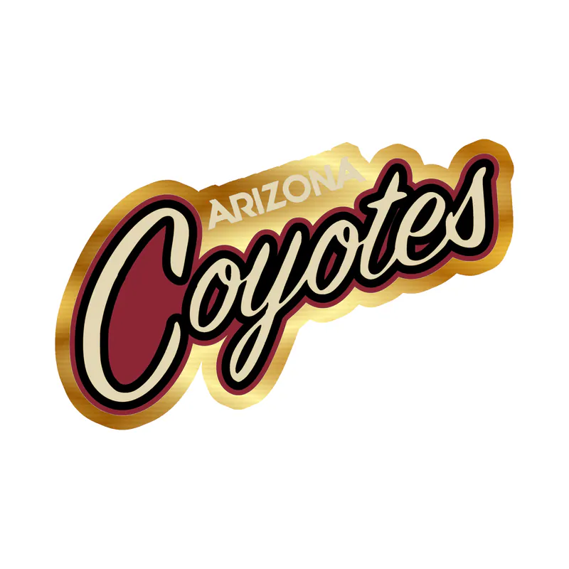 Arizona Coyotes - Name -Gold Chrome Vinyl Sticker - Custom Size