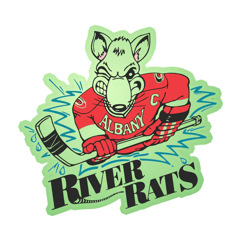 Albany River Rats - Mascot - Glow in the Dark Vinyl Sticker - Custom Size