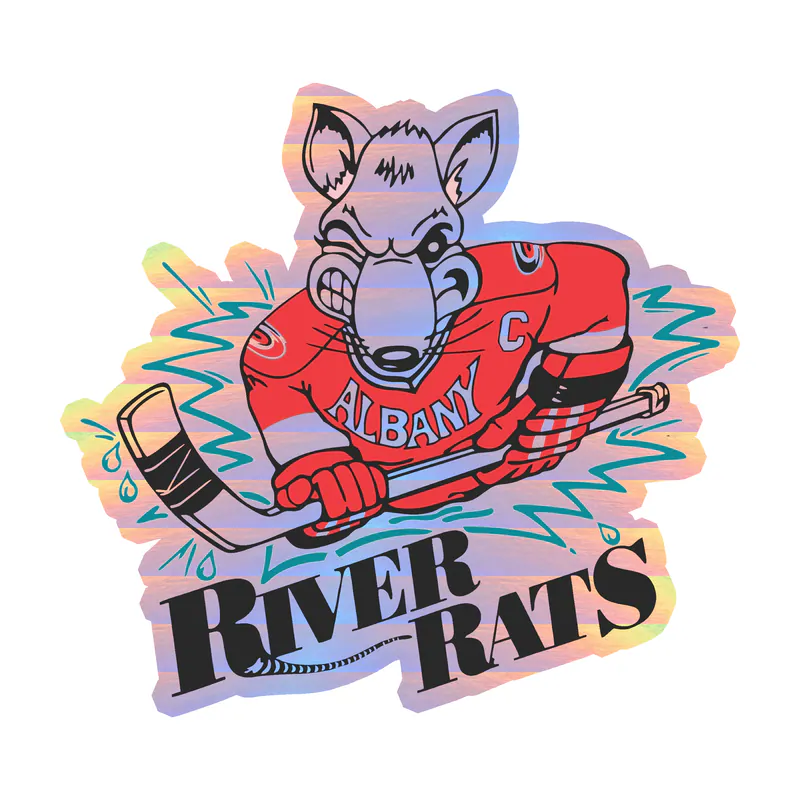 Albany River Rats - Mascot - Holographic Vinyl Sticker - Custom Size