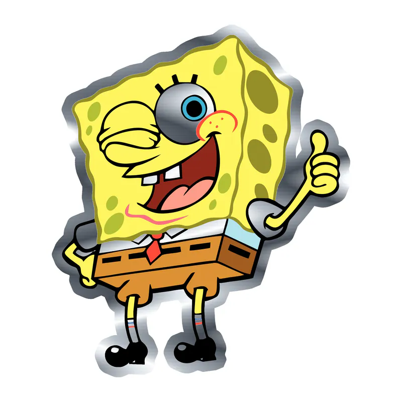 Spongebob - Silver Chrome Vinyl Decal - Custom Size