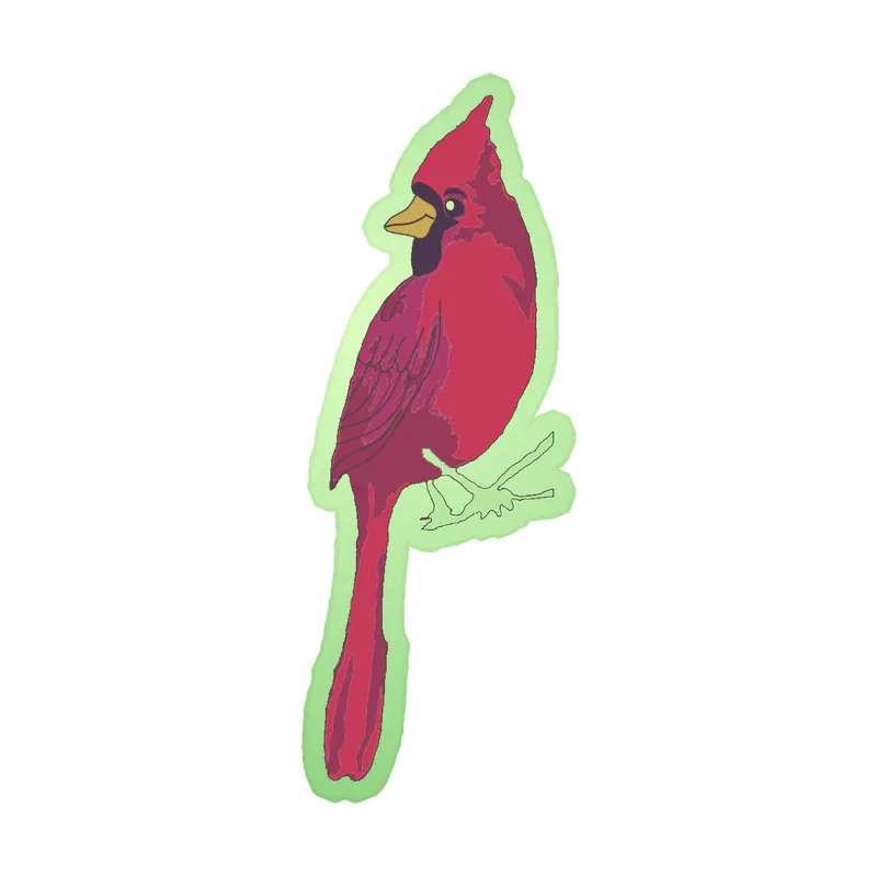 Bird - Cardinal Glow in the Dark Vinyl Sticker - Custom Size
