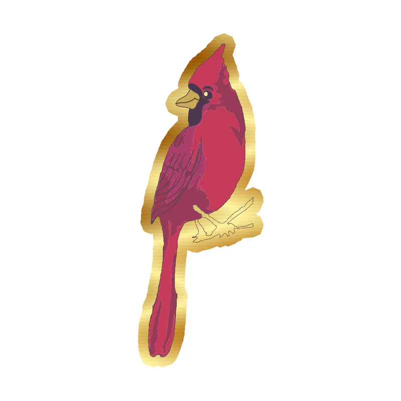 Bird - Cardinal Gold Chrome Vinyl Sticker - Custom Size