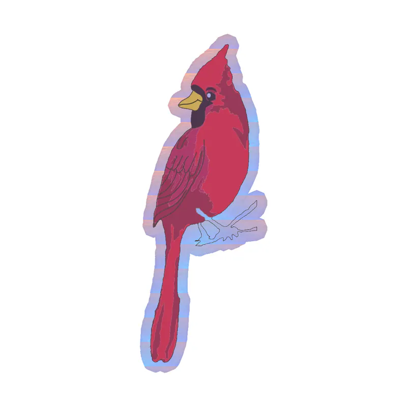 Bird - Cardinal Holographic Vinyl Sticker - Custom Size