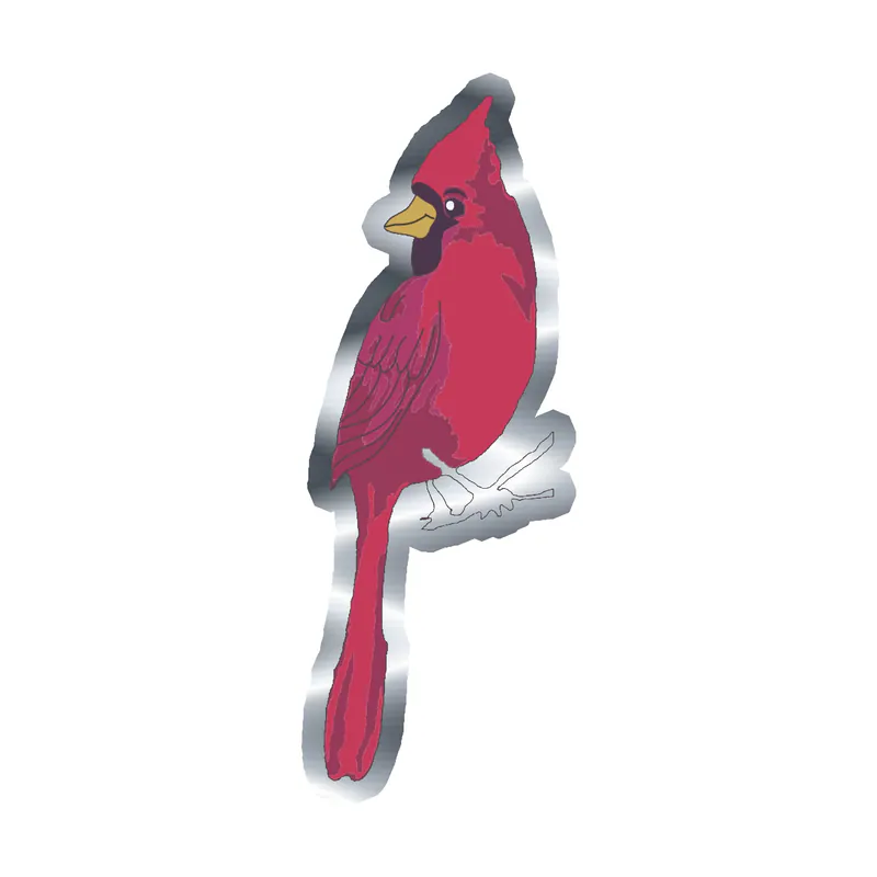 Bird - Cardinal Silver Chrome Vinyl Sticker - Custom Size