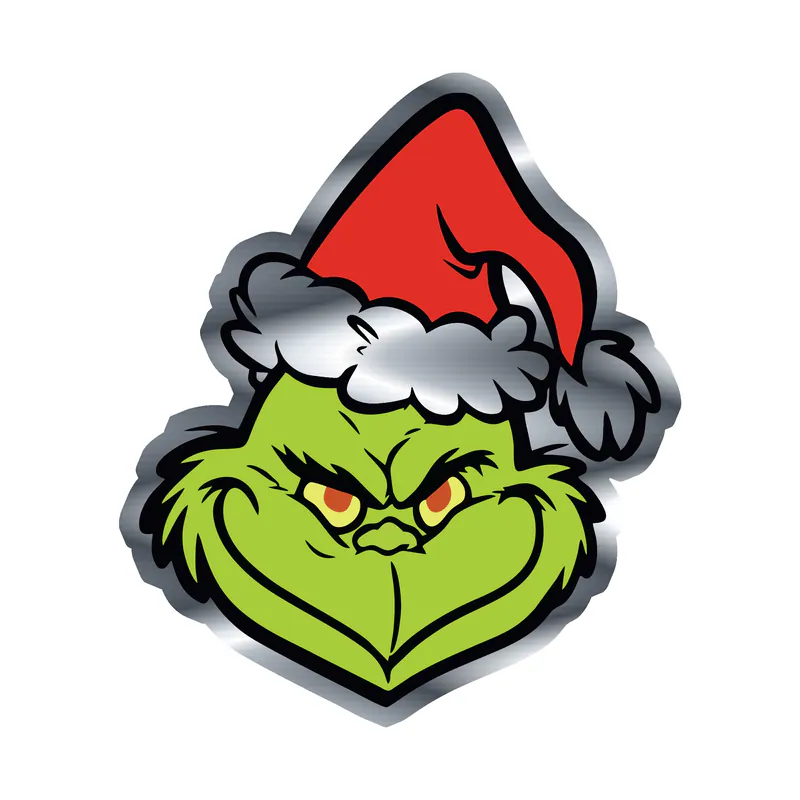 The Grinch - Silver Chrome Vinyl Decal - Custom Size