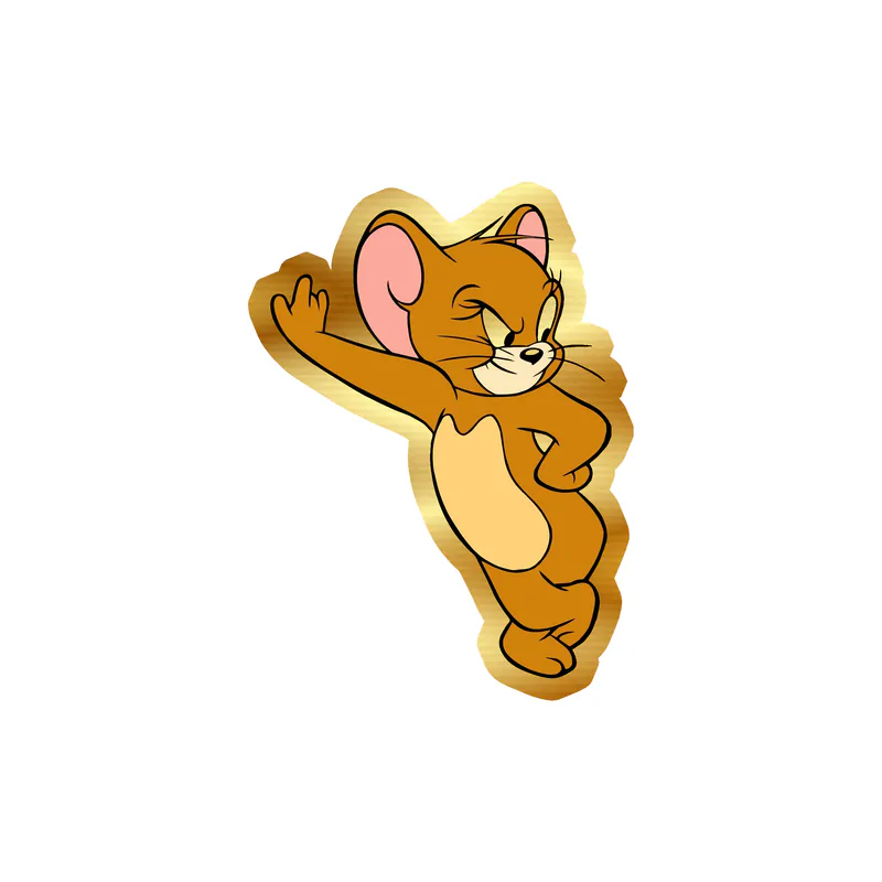 Tom And Jerry- Jerry - Gold Chrome Vinyl Sticker - Custom Size