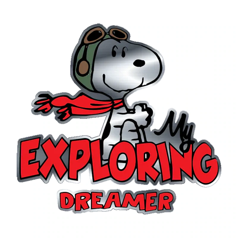 Snoopy - Exploring Dreamer Silver Chrome Vinyl Decal