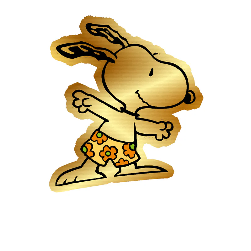 Snoopy - Surfing- Gold Chrome Vinyl Decal
