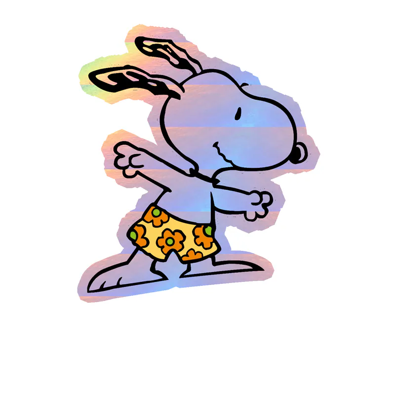Snoopy - Surfing- Holographic Vinyl Decal