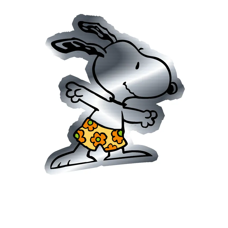 Snoopy - Surfing- Silver Chrome Vinyl Decal