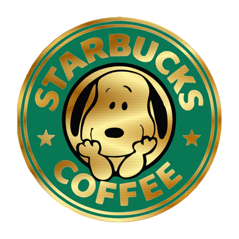 Snoopy Coffee Gold Chrome Vinyl Decal - Custom Size