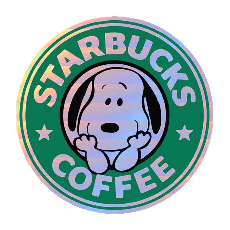 Snoopy Coffee Holographic Vinyl Decal - Custom Size